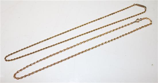 2 x 19ct gold ropetwist chains